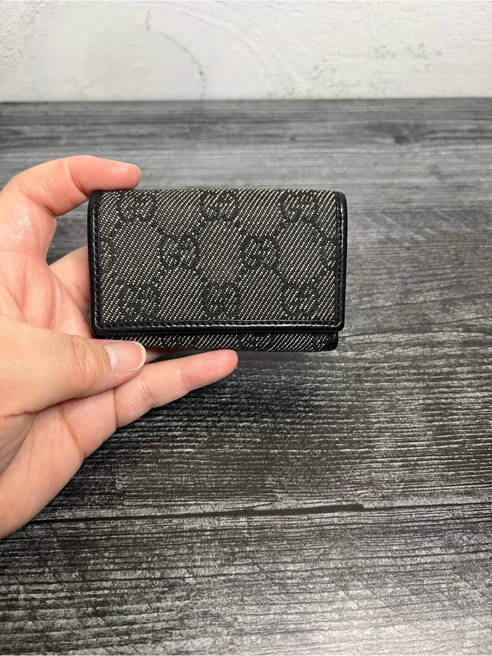 Authentic Gucci Black Monogram Canvas Keyholder